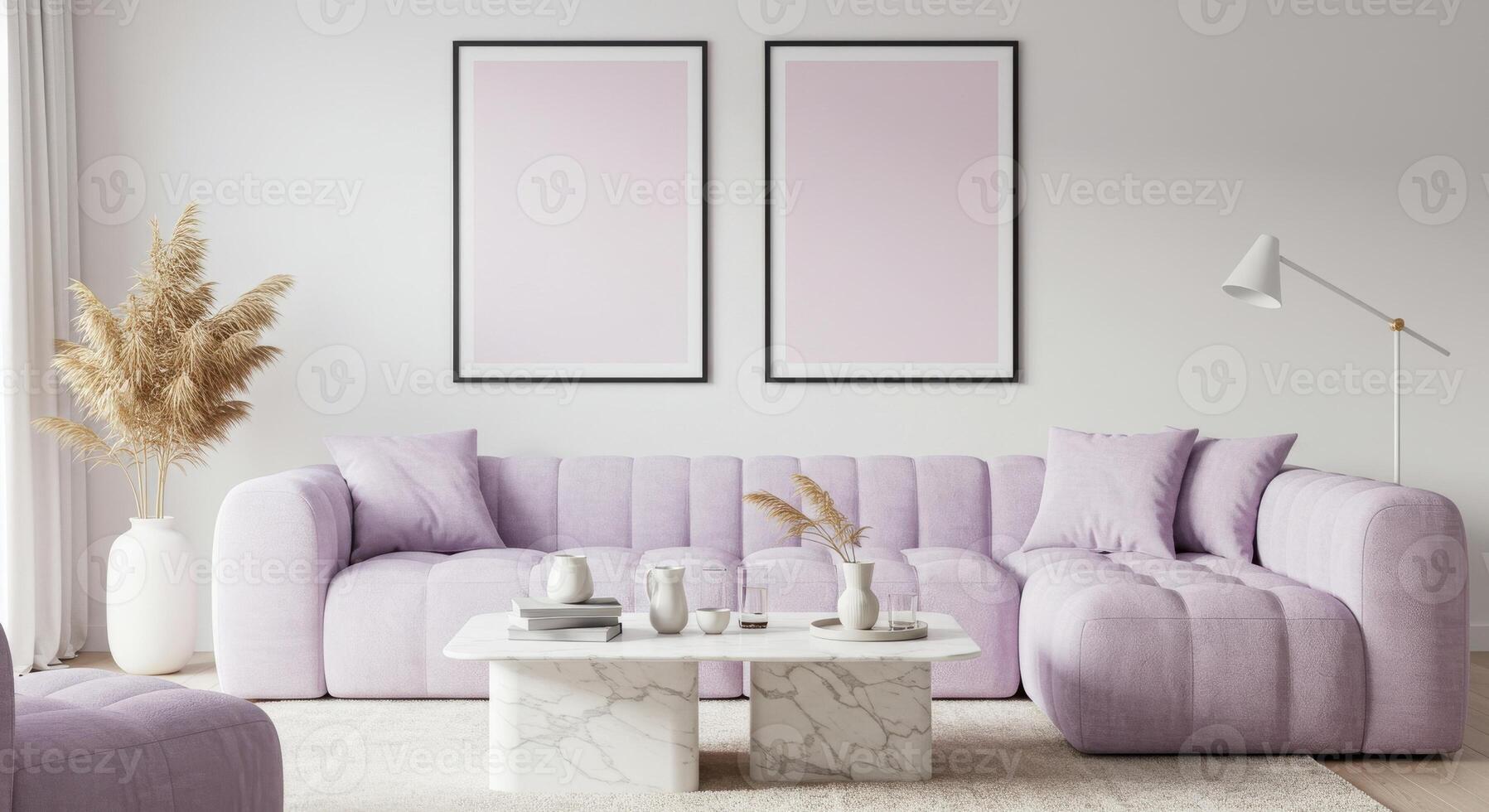 Interior frame layout, living space wall poster sample. Home background with stylish decor preview. photo