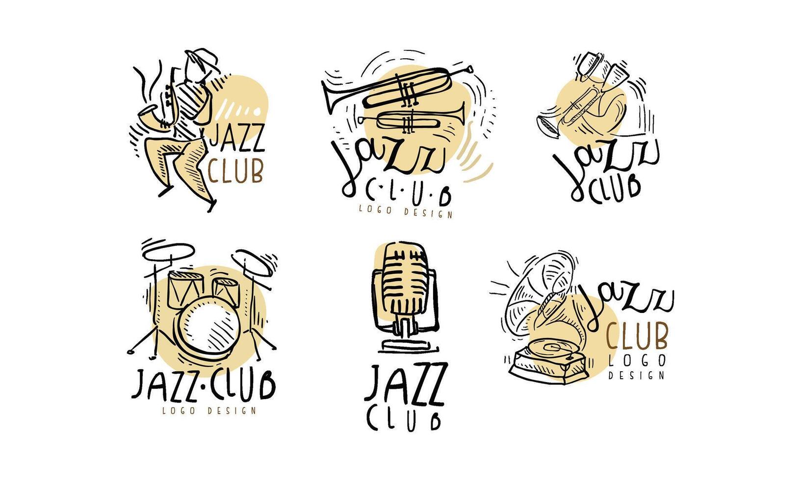 Colorful Logos Set for Jazz Festival or Live Concert vector