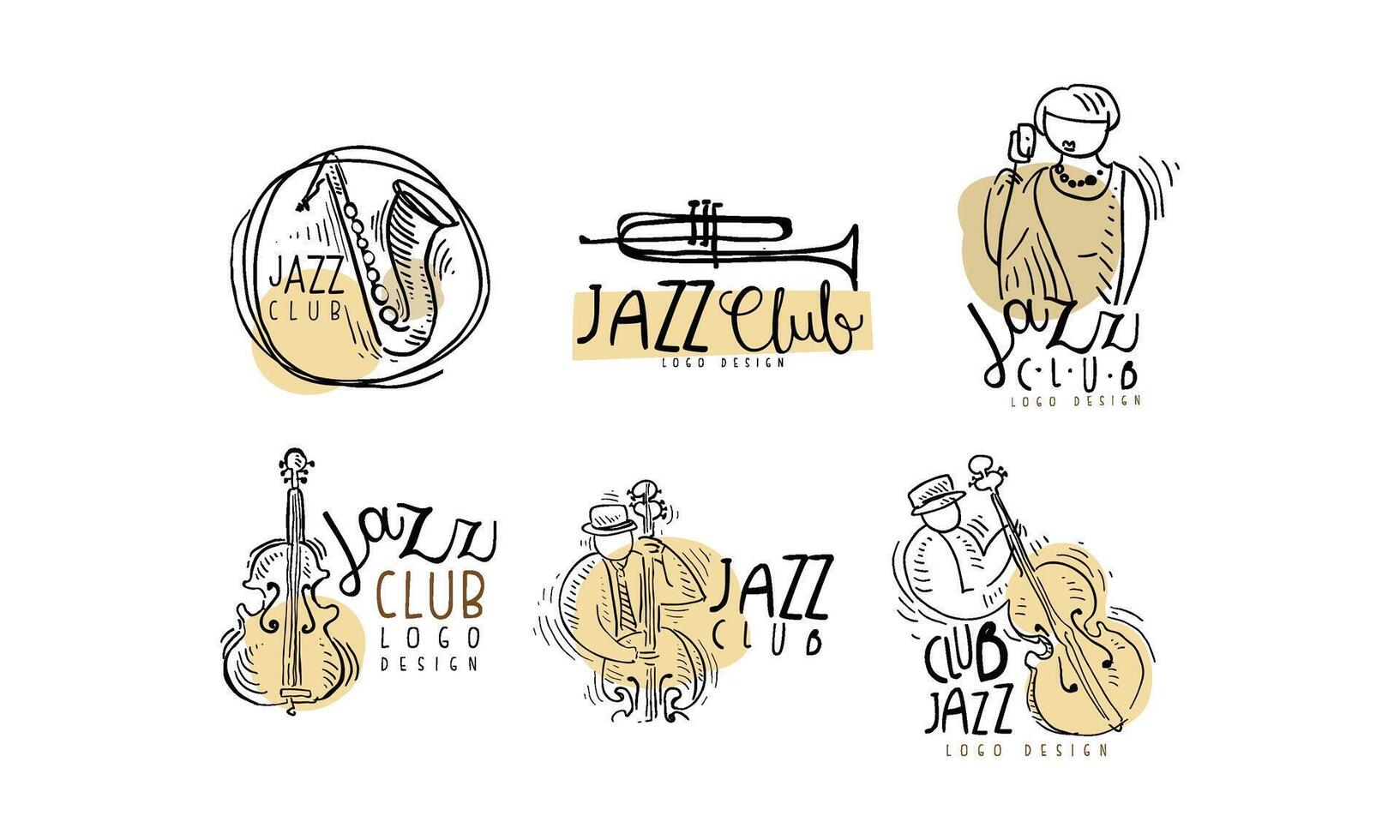 Colorful Logos Set for Jazz Festival or Live Concert vector