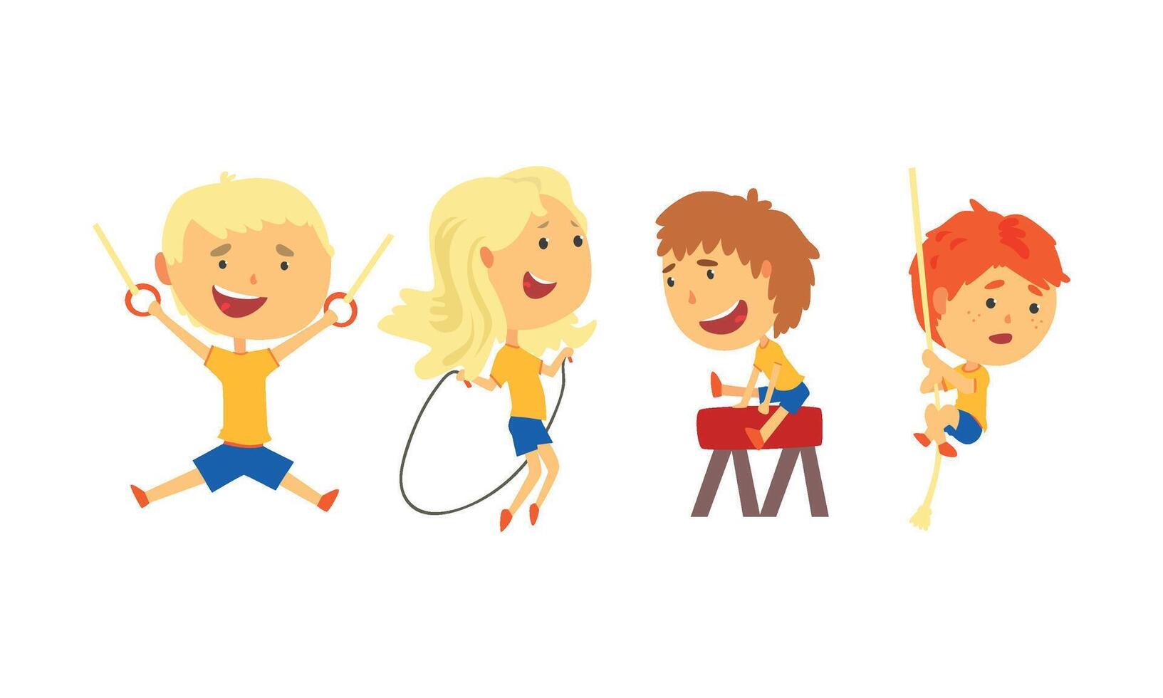 Children Doing Sport Activities Illustrations Set vector