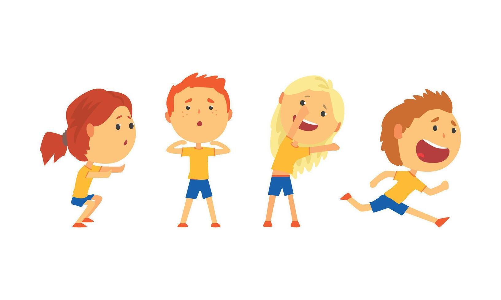Children Doing Sport Activities Illustrations Set vector