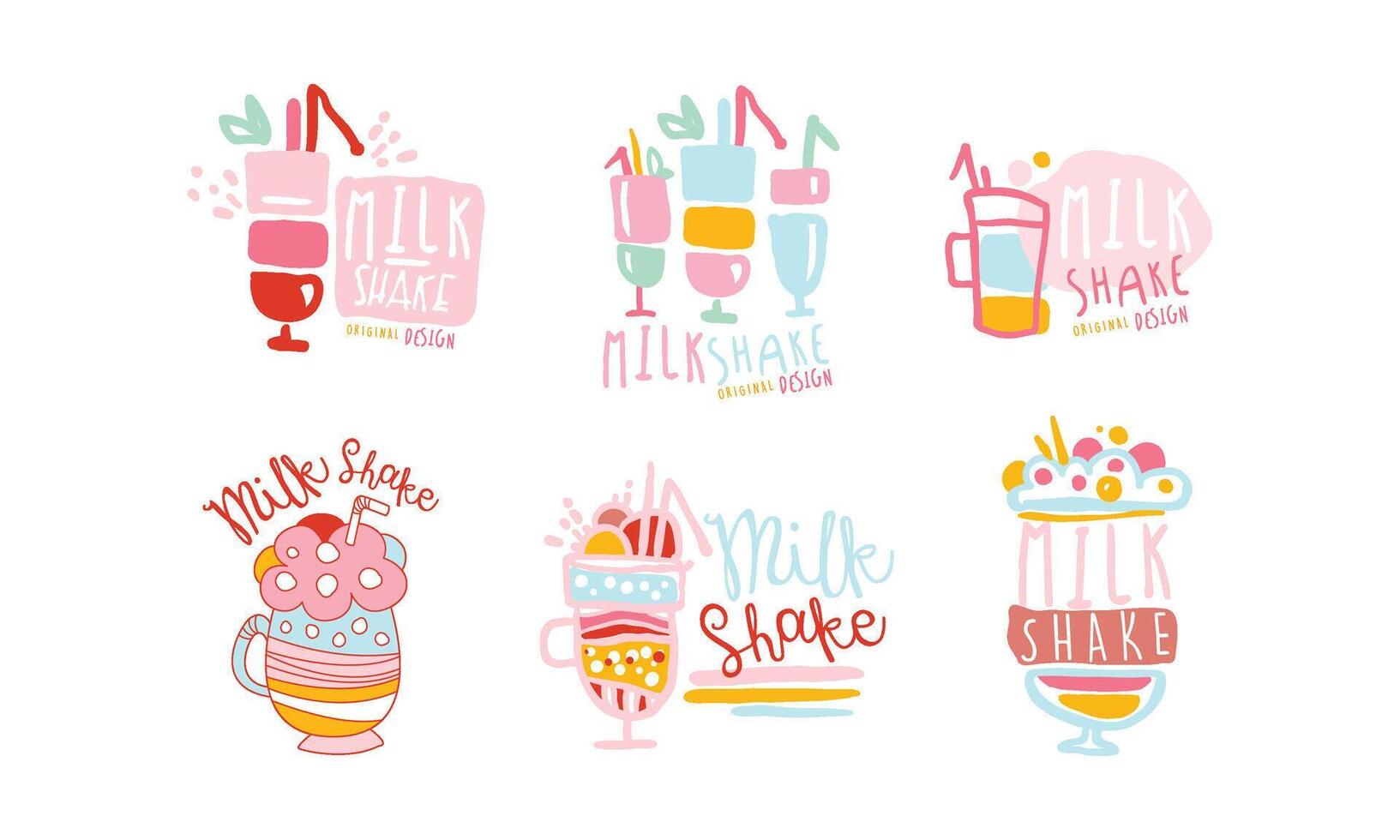 Sweet Milkshake Labels Original Design Set vector