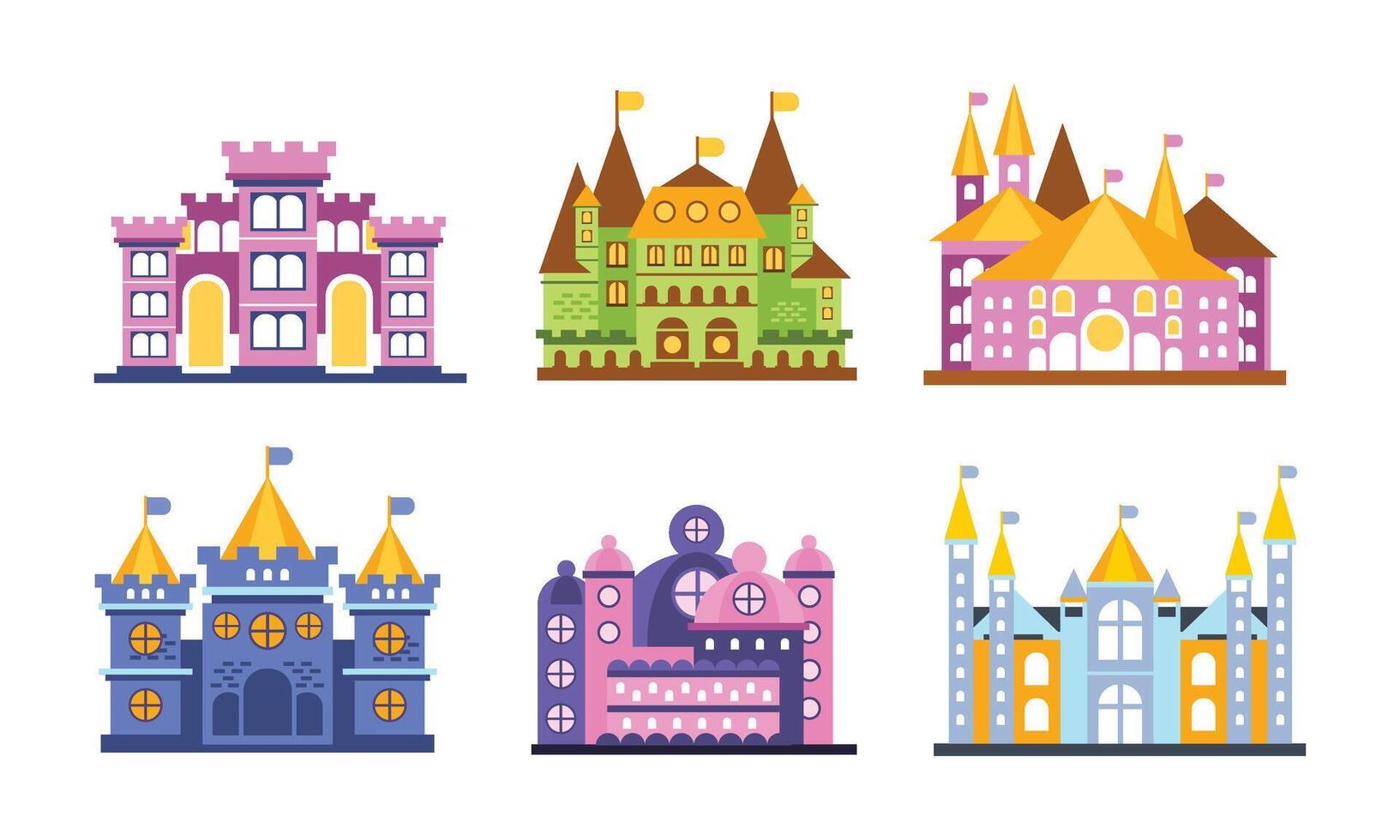 Medieval Castles Set For Design and Web Isolated on White Background vector
