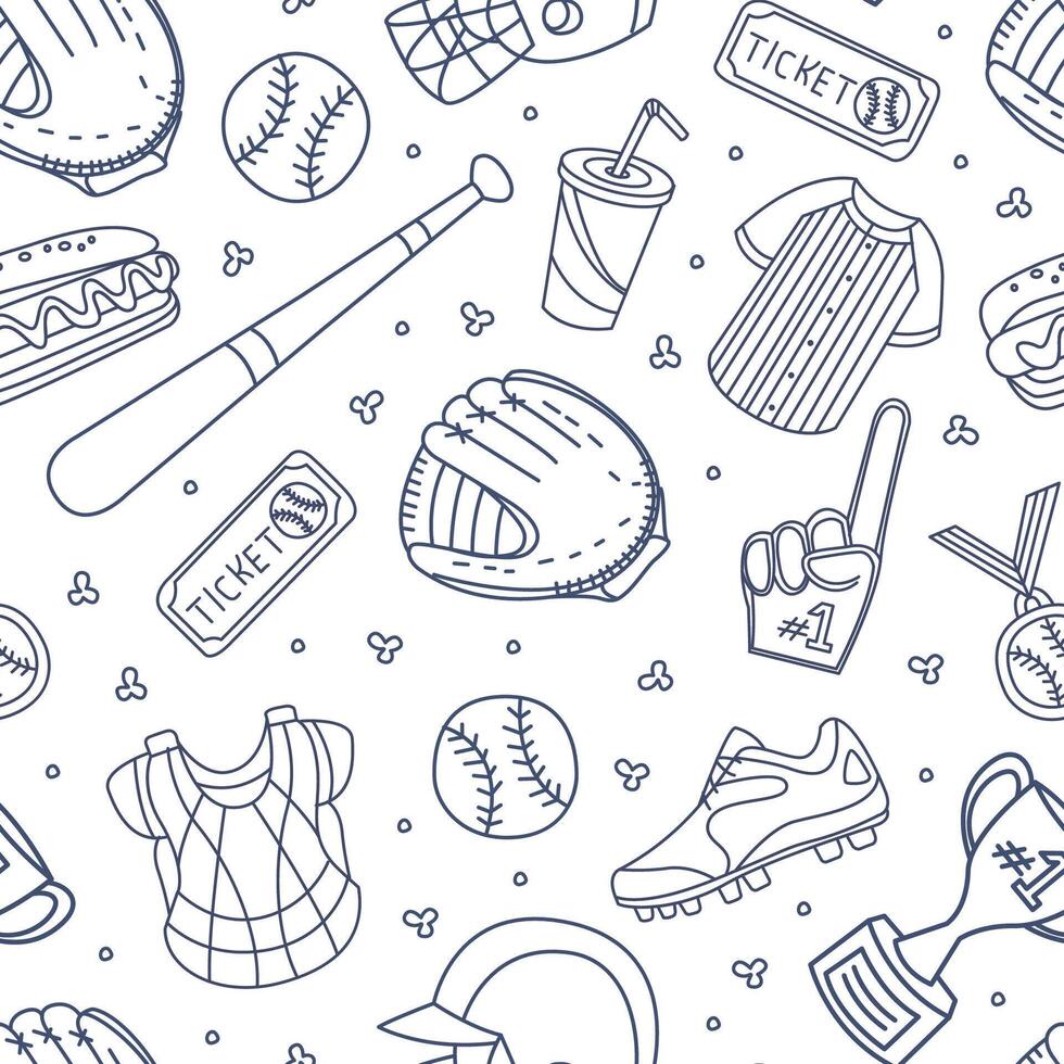 Baseball Attributes Used in Seamless Pattern Design vector