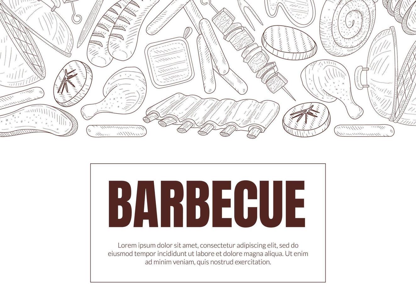 Hand Drawn Barbecue Symbols in Card Design vector