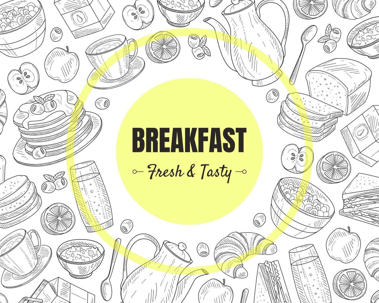 Breakfast and Brunches Top View Frame Design. vector