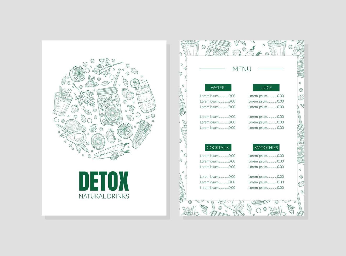 Diet menu template with contours of fruits and vegetables. illustration. vector