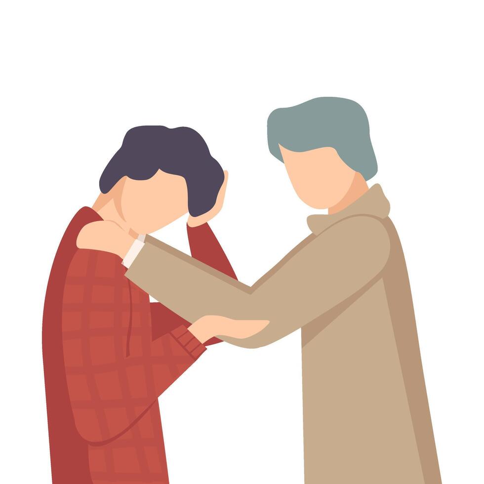 Man Standing with His Fellow Giving Him Word Support Illustration vector