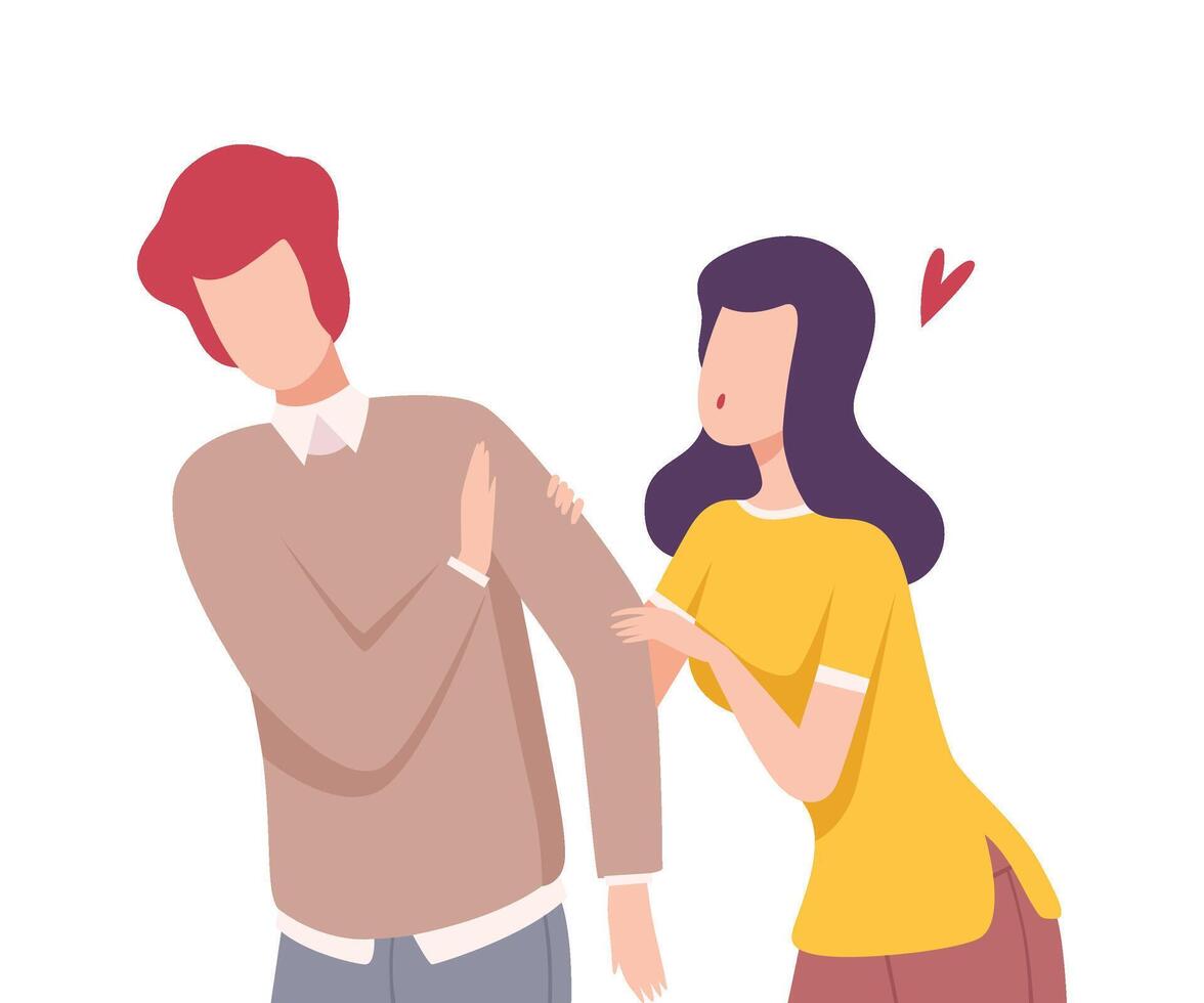 Young Man Rejecting Feelings of Loving Girl, Male and Female Characters Experiencing Unrequited Love, One Sided or Rejected Love Flat Illustration vector