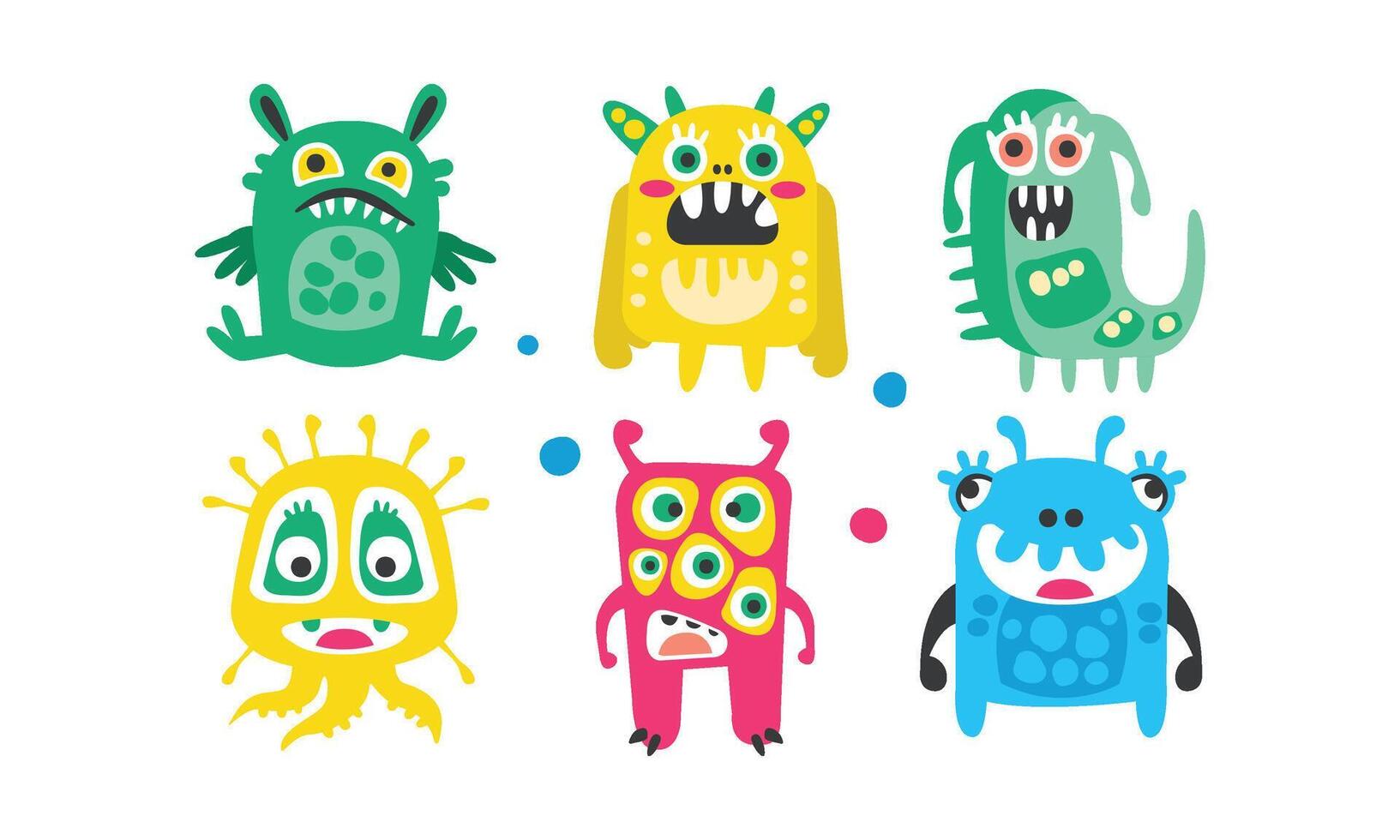 Cute Colorful Monsters with Open Mouth Set vector