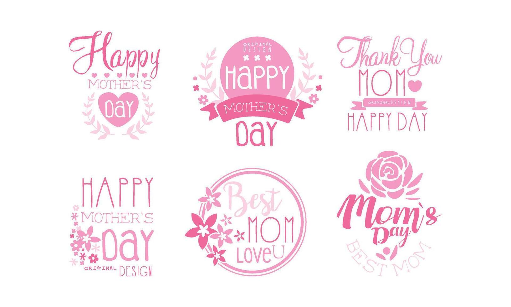Mother Day Greeting Labeles and Logos Set vector