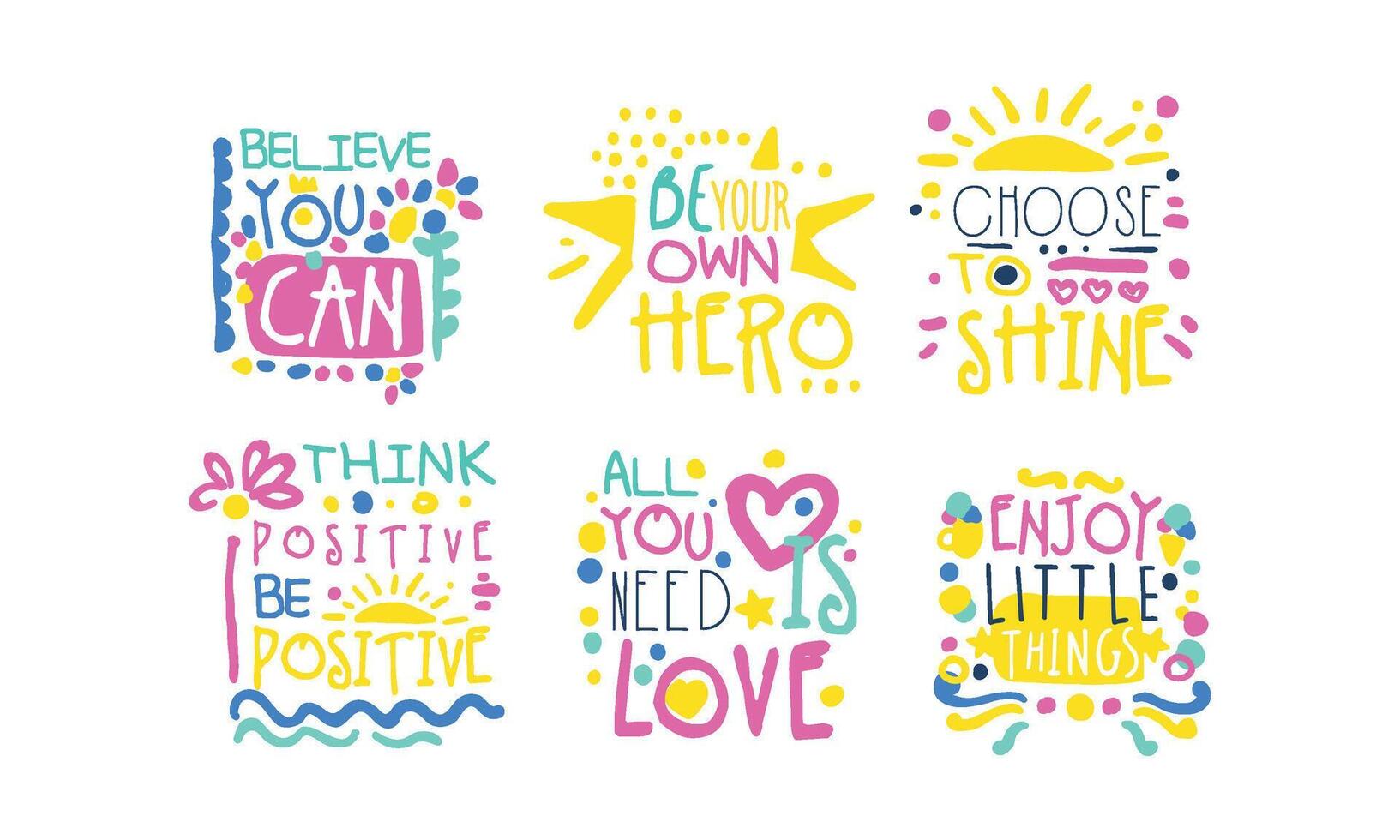 Positive Inspirational and Motivational Quotes Set vector