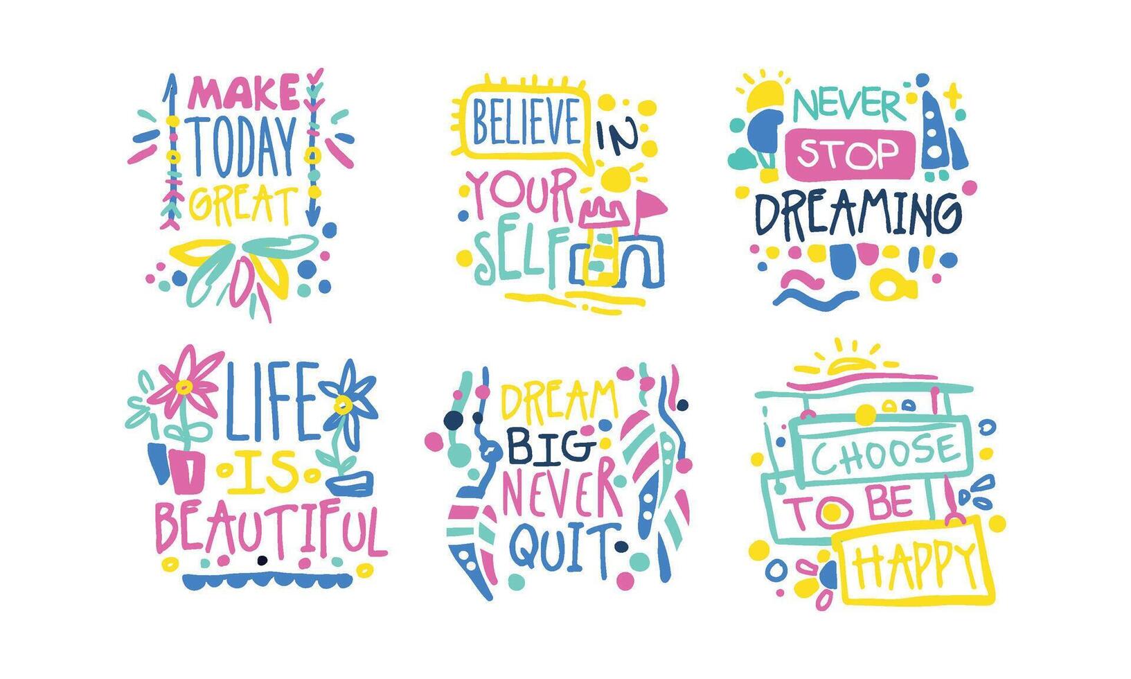 Positive Inspirational and Motivational Quotes Set vector