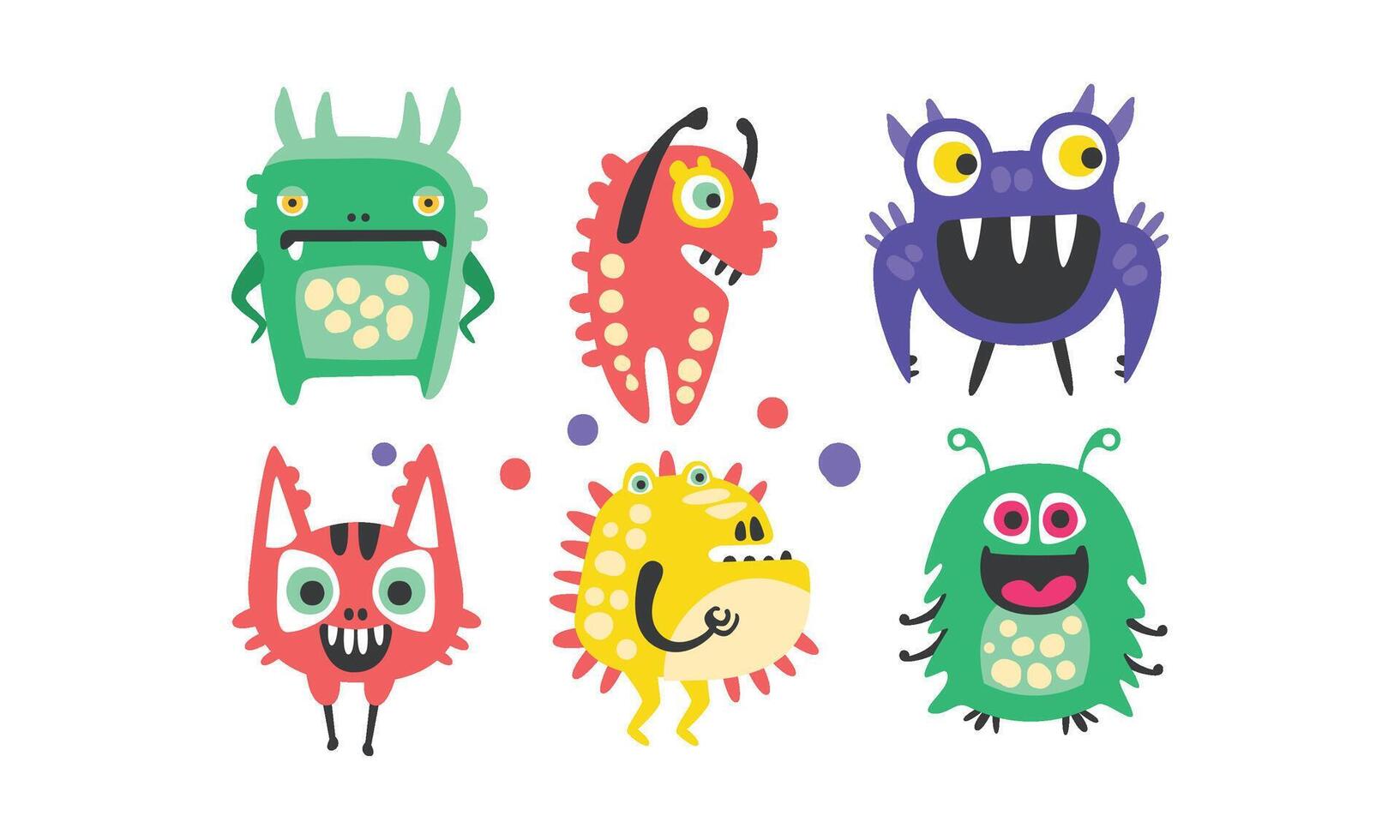 Cute Colorful Monsters with Open Mouth Set vector