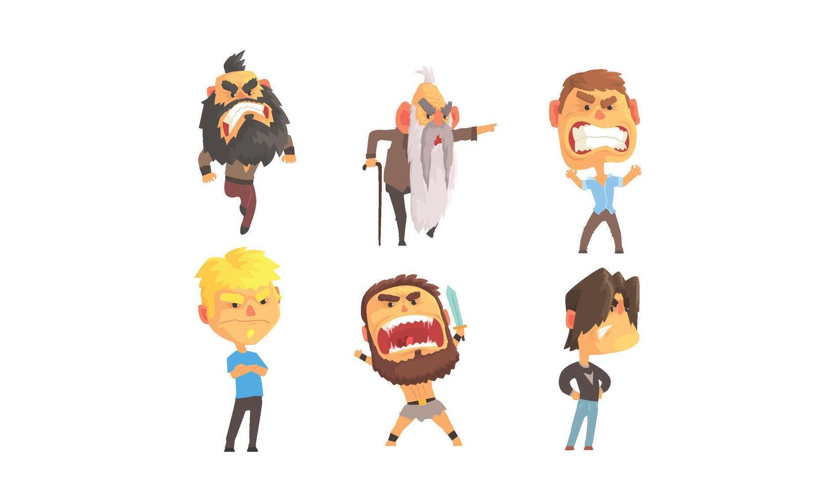 Angry and Exasperated Men Shouting Set vector