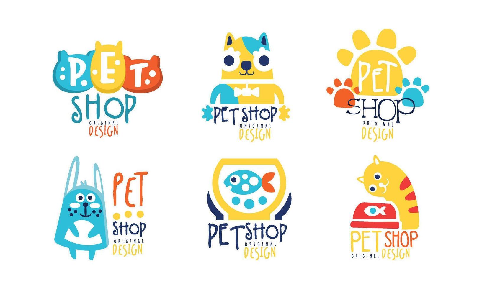 Pet Shop Original Label Design Set vector