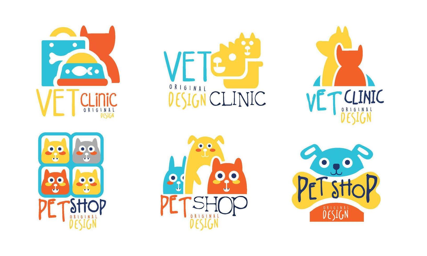 Pet Shop Original Label Design Set vector