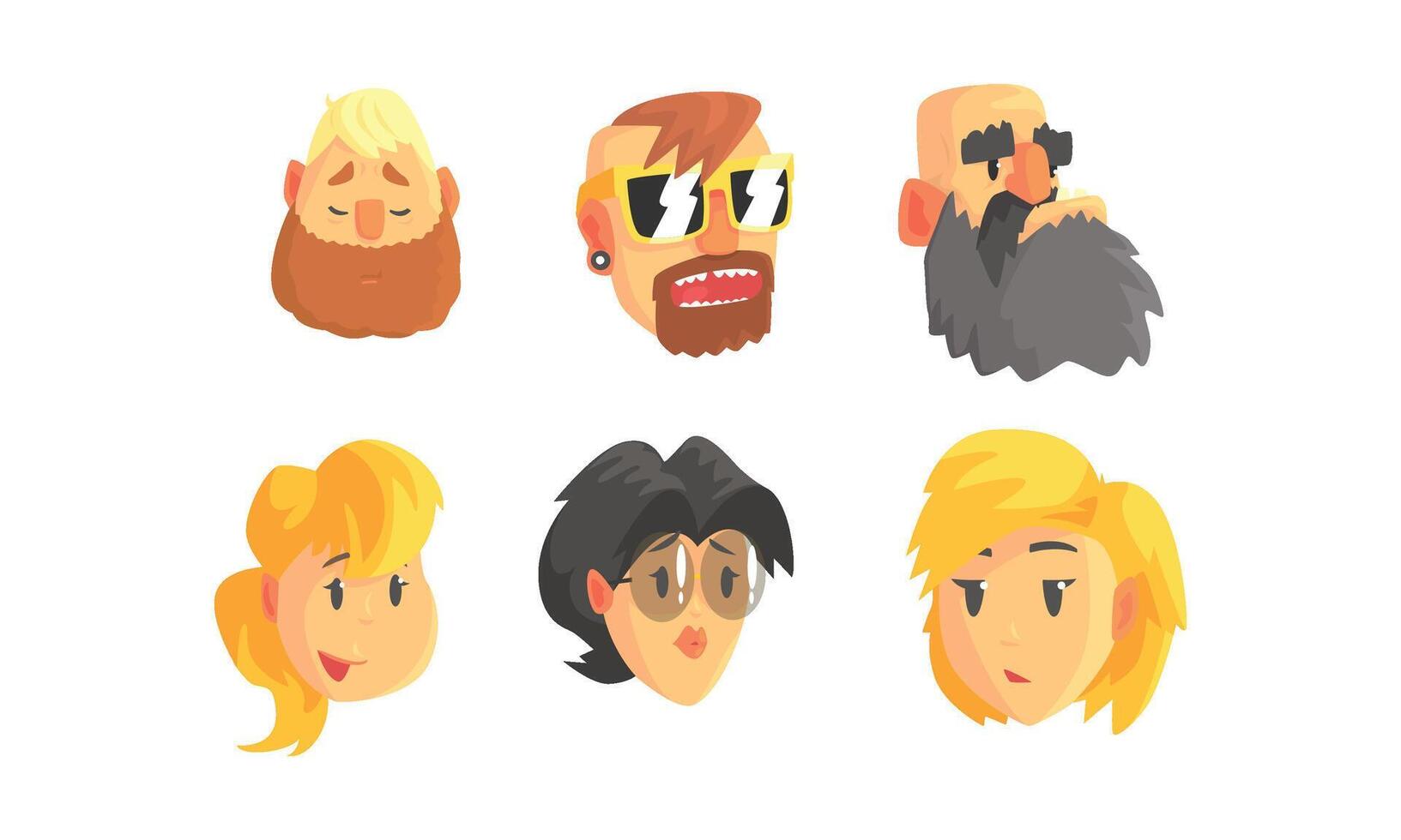 People Avatars Set. Face Social View Concept vector