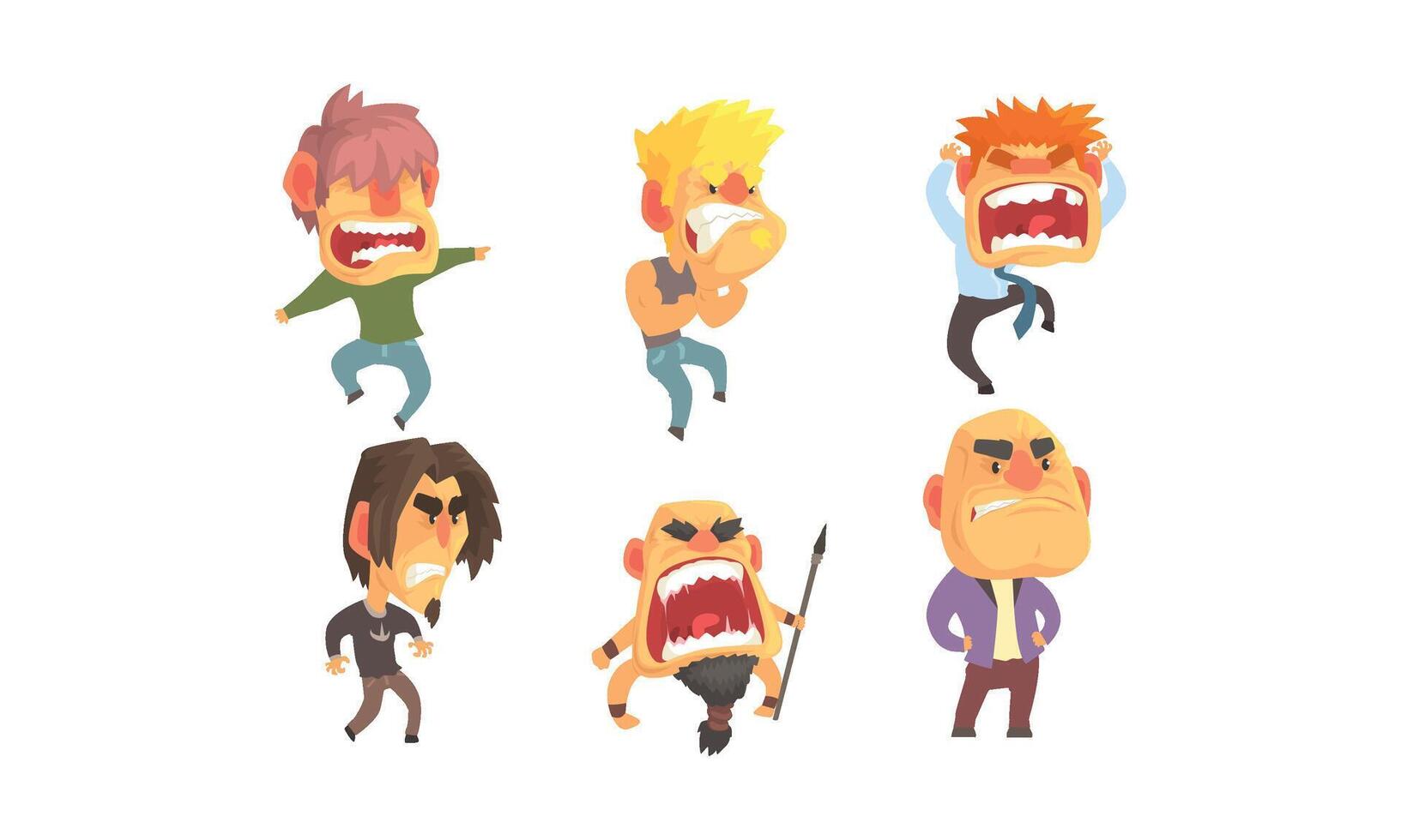 Angry and Exasperated Men Shouting Set vector