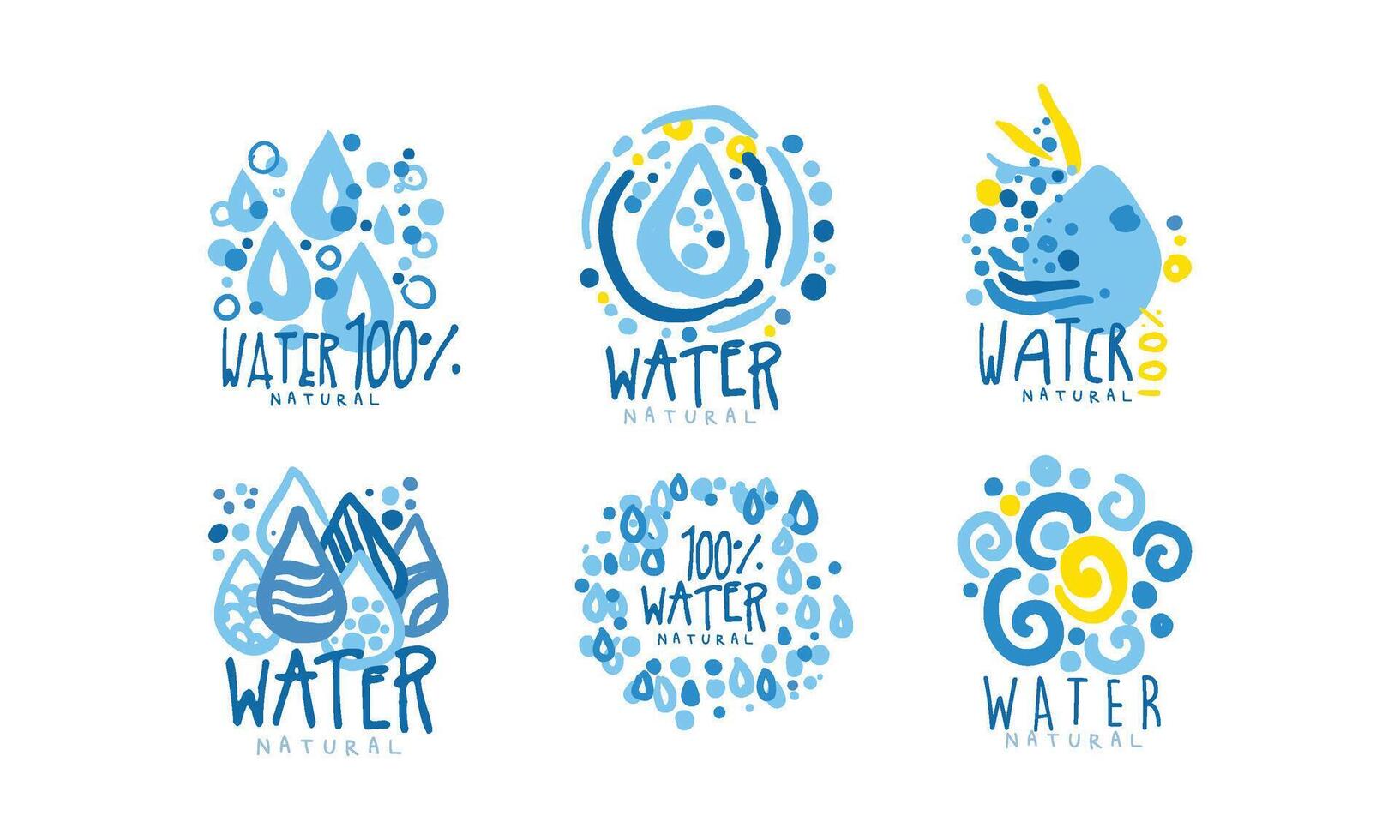 Natural Water Label or Badge Design Set vector