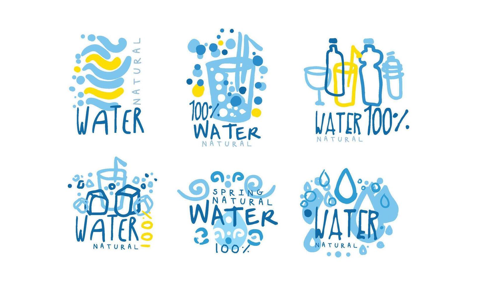 Natural Water Label or Badge Design Set vector