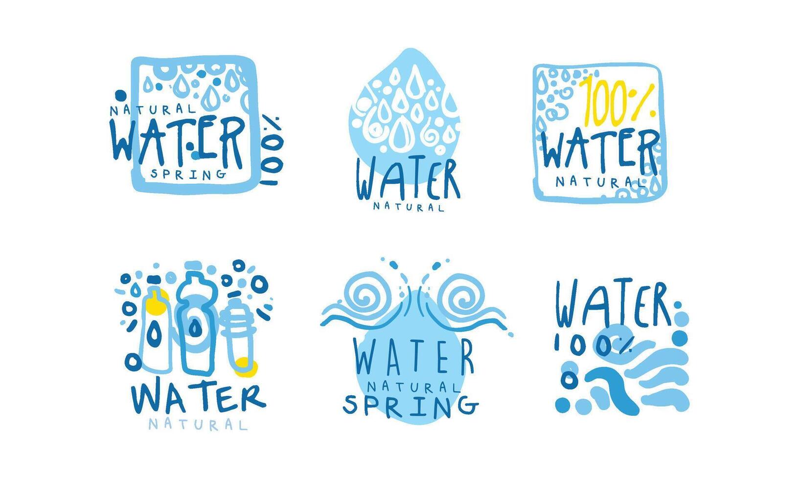 Natural Water Label or Badge Design Set vector