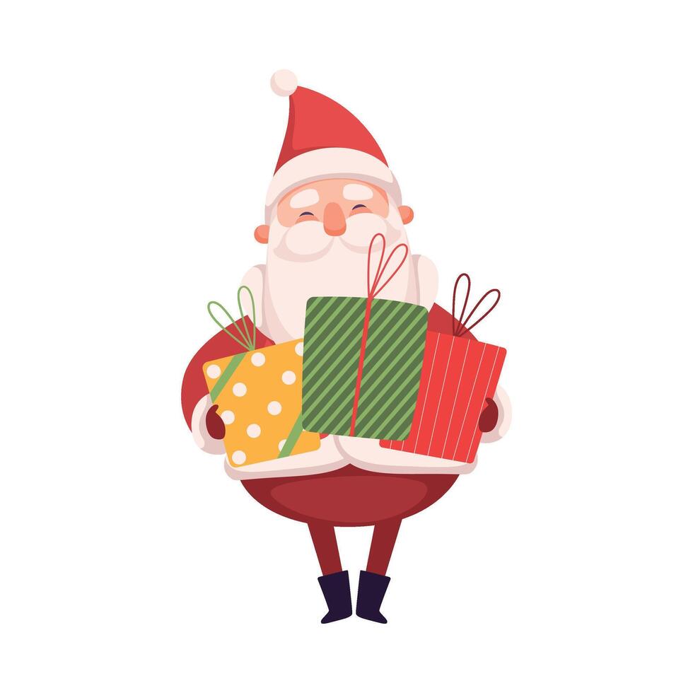 Funny Santa Claus, Cute Christmas and New Year Character, Winter Holidays Design Element Illustration vector