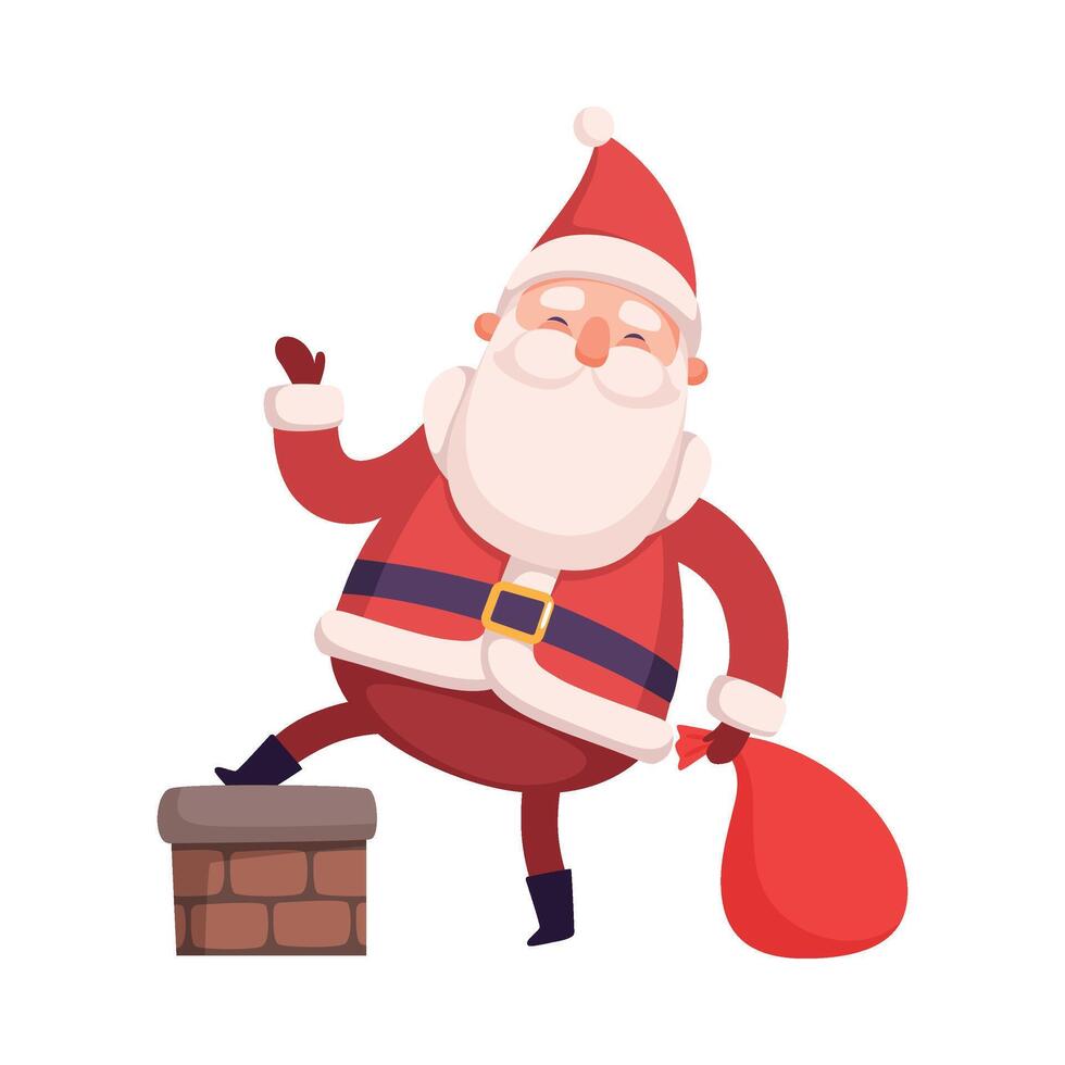 Funny Santa Claus with Presents, Cute Christmas and New Year Character, Winter Holidays Design Element Illustration vector