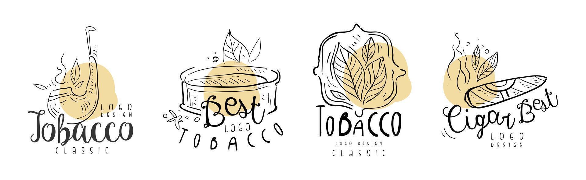 Tobacco Smoking Logo and Label Design Set vector