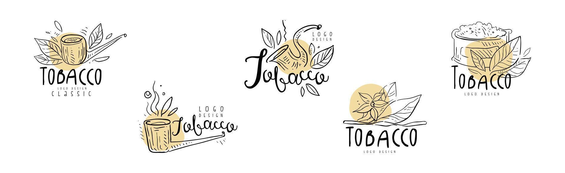 Tobacco Smoking Logo and Label Design Set vector