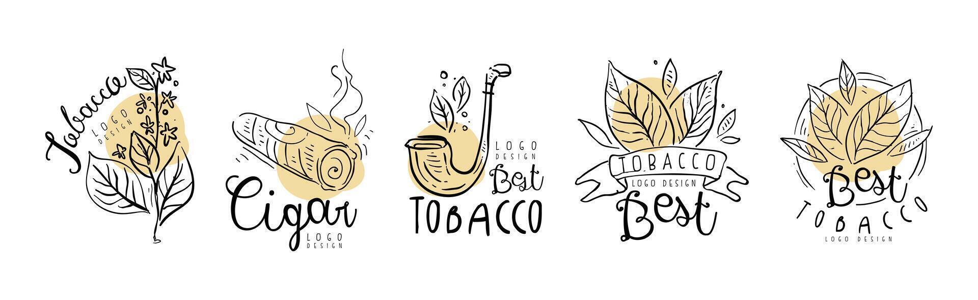 Tobacco Smoking Logo and Label Design Set vector