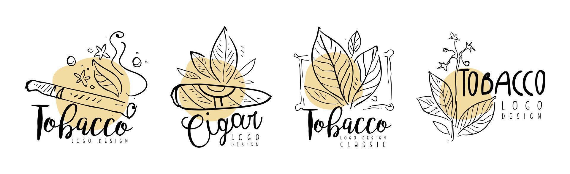 Tobacco Smoking Logo and Label Design Set vector
