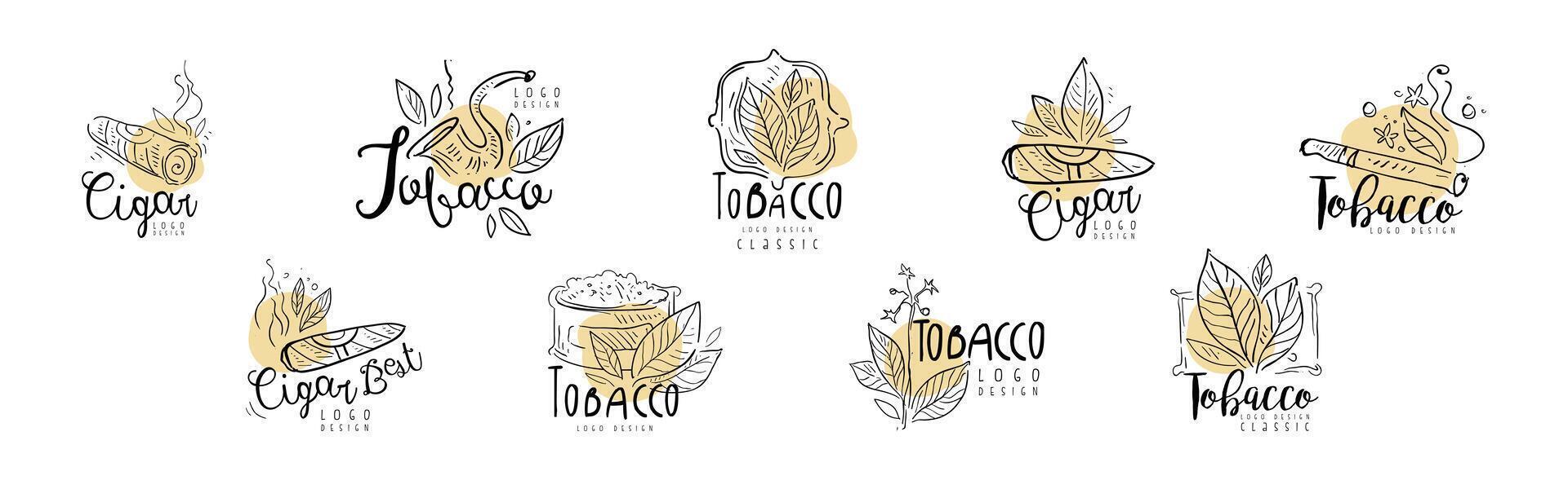 Tobacco Smoking Logo and Label Design Set vector