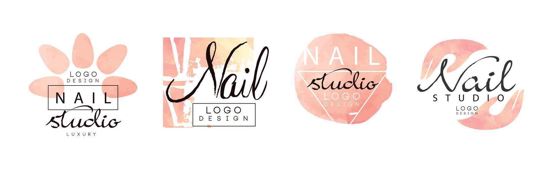 Manicure Nail Studio Logo and Label Design Set vector