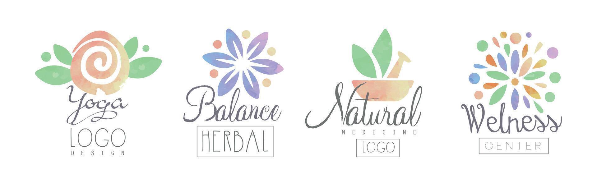 Natural Balance and Health Care Logo Design Set vector