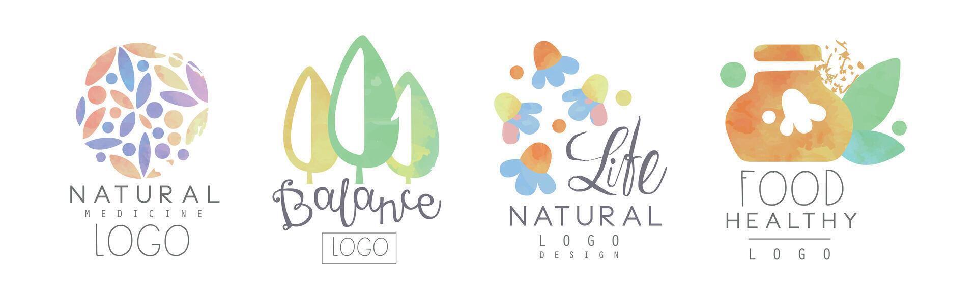 Natural Balance and Health Care Logo Design Set vector