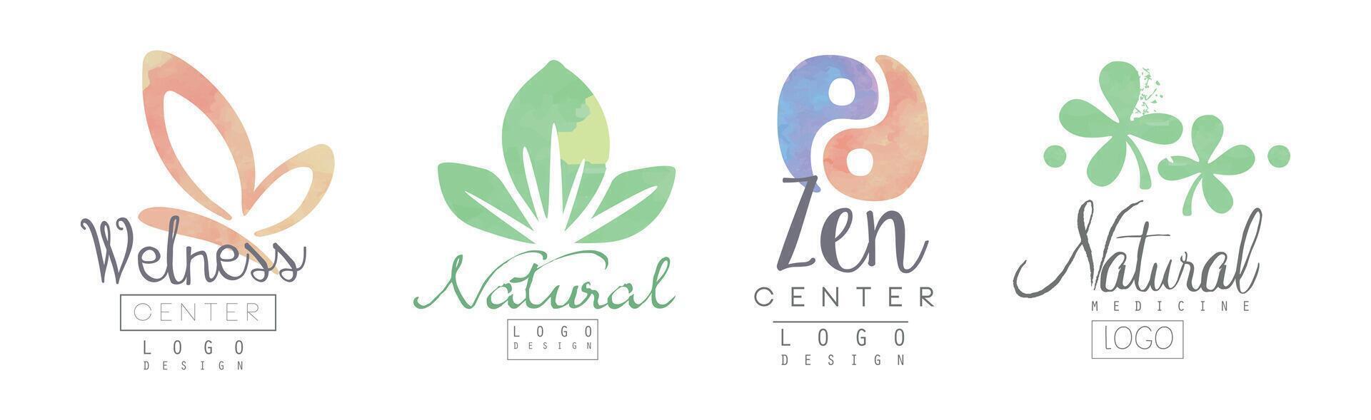 Natural Balance and Health Care Logo Design Set vector