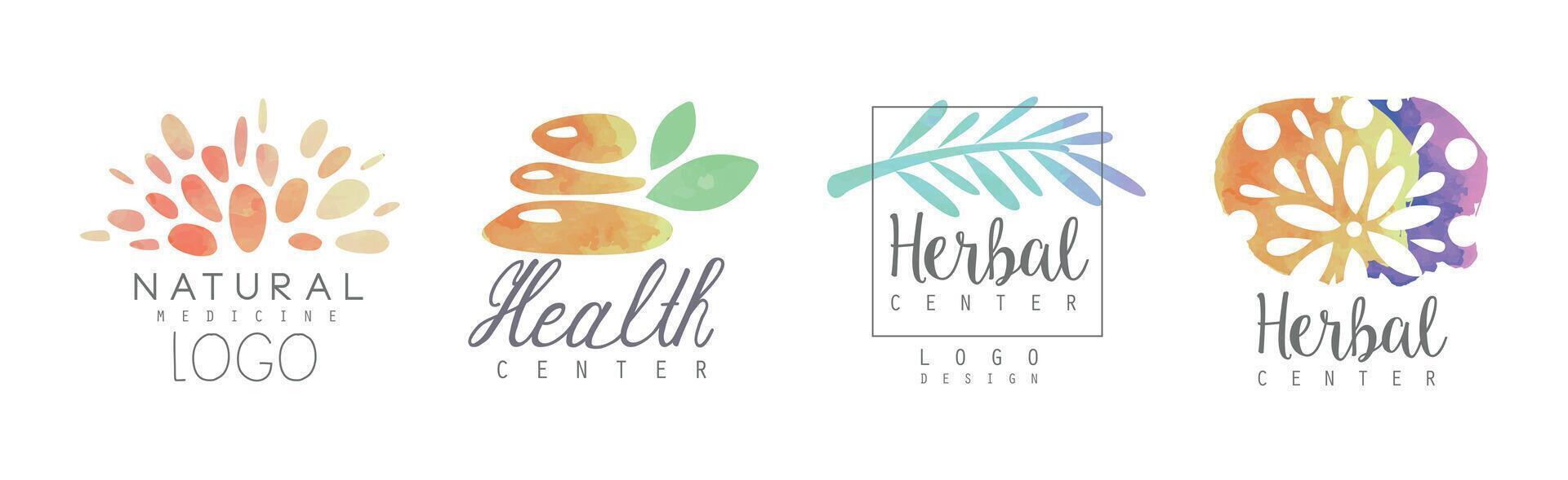 Natural Balance and Health Care Logo Design Set vector