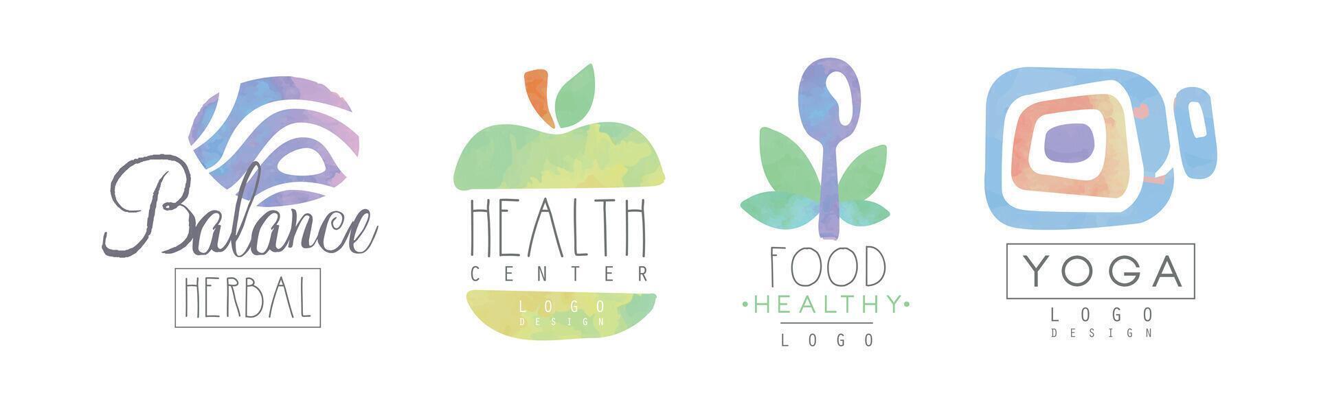 Natural Balance and Health Care Logo Design Set vector