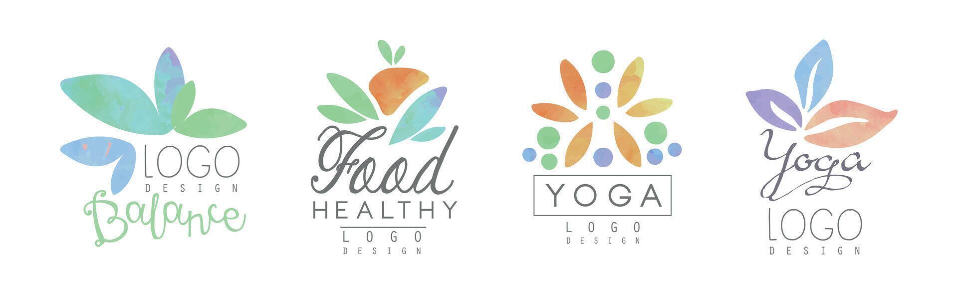 Natural Balance and Health Care Logo Design Set vector