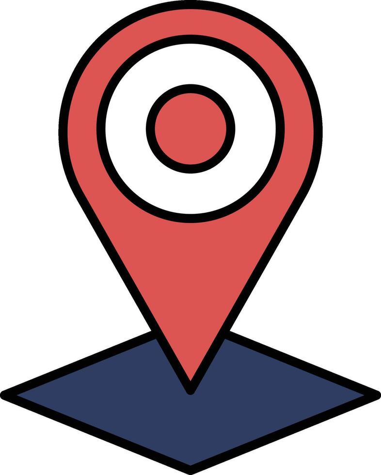 A red and blue square with a red dot in the middle vector