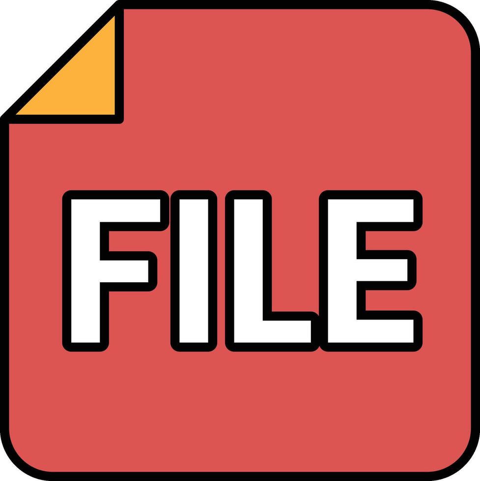 A red and white file icon with a yellow border vector