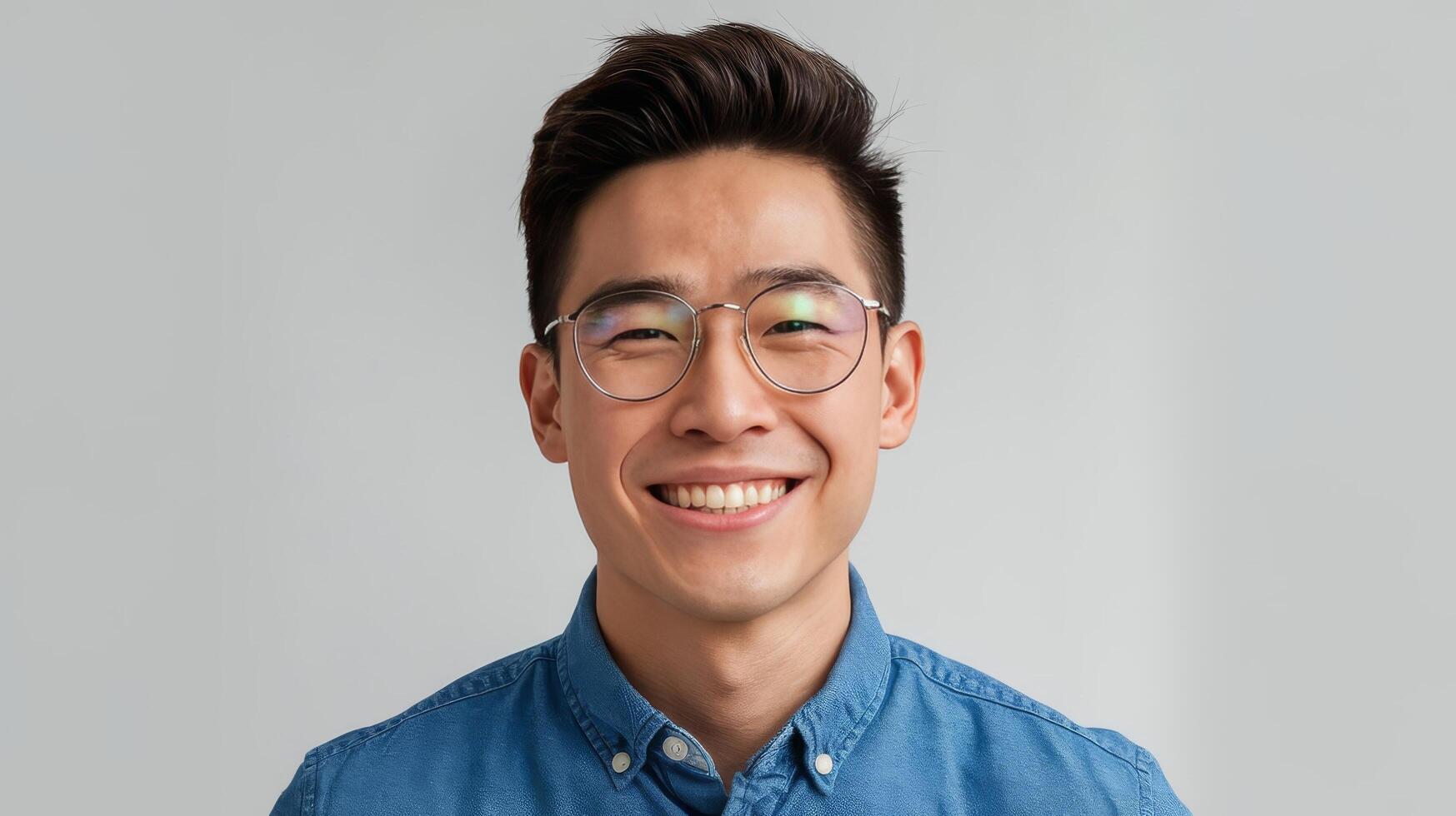 A man with glasses and a blue shirt photo