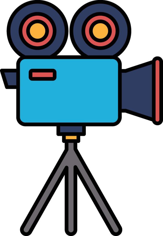 A blue camera with a red and yellow lens vector