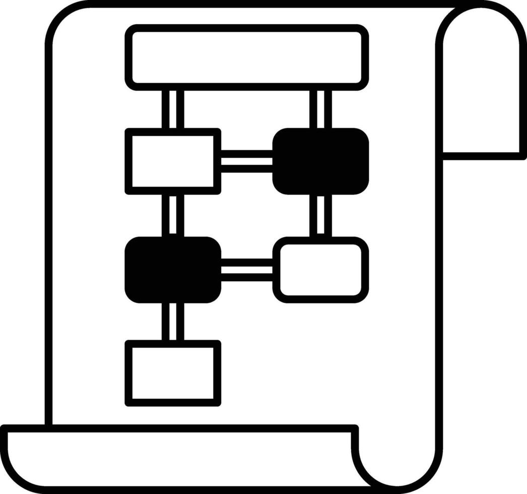 A black and white drawing of a flow chart vector