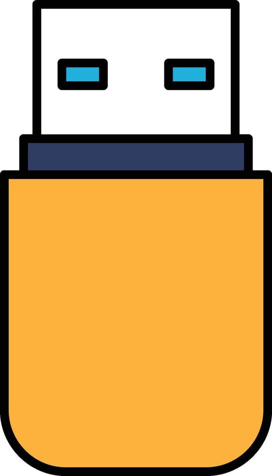 A yellow USB flash drive with blue eyes vector