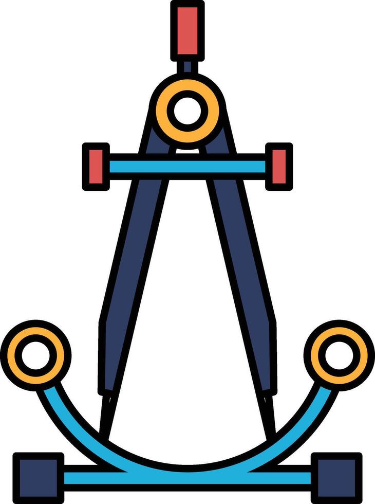 A blue and orange compass with a red handle vector