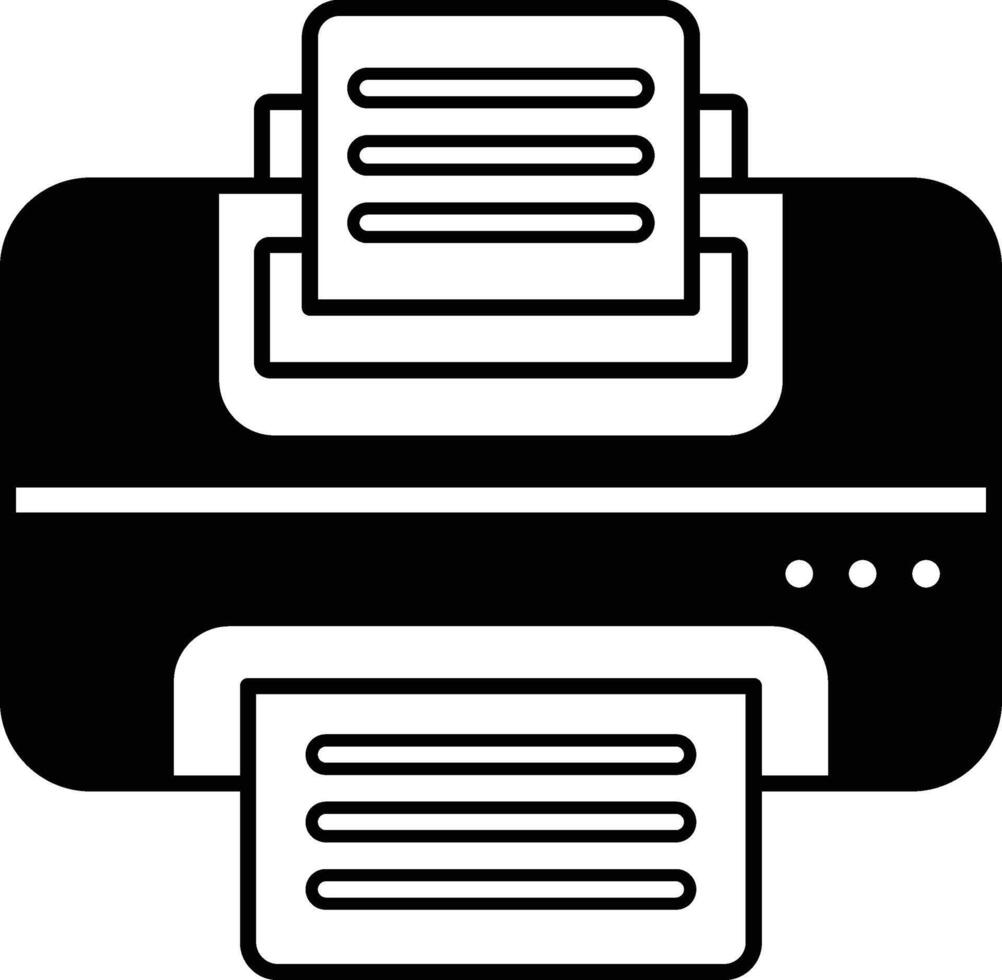 A black and white image of a printer with a stack of paper vector