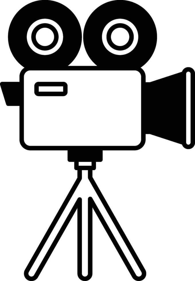 A black and white camera with a tripod vector