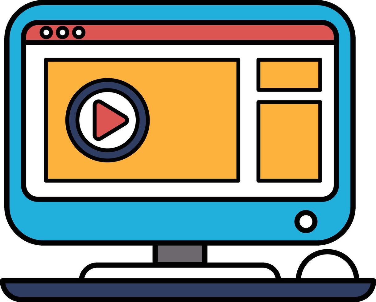 computer monitor with a playing on it vector